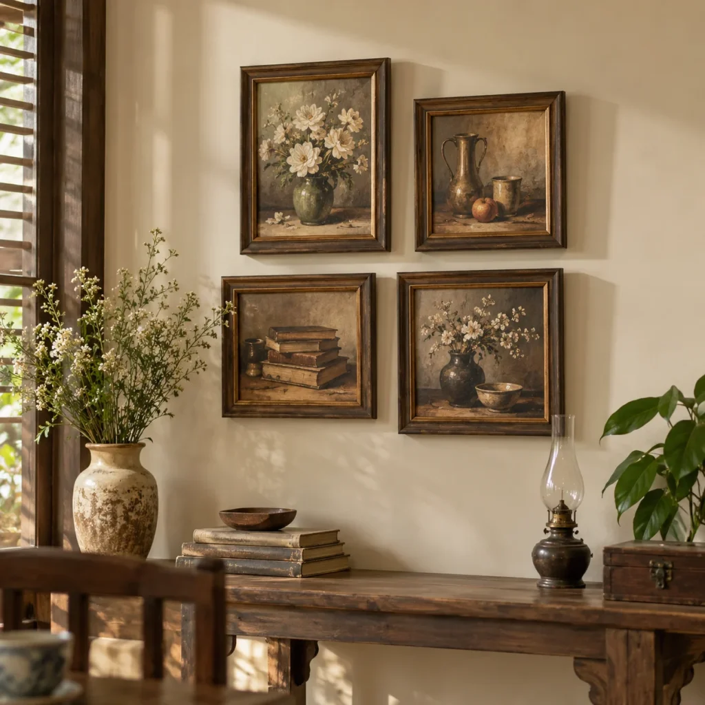 Bộ Tranh Góc Hoài Niệm Vintage Tĩnh Vật Khổ Mini