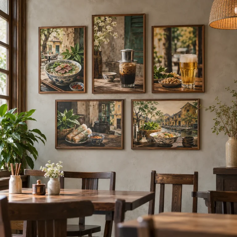 Bộ Tranh Hương Vị Quán Việt Cho Cafe Trà Và Bia