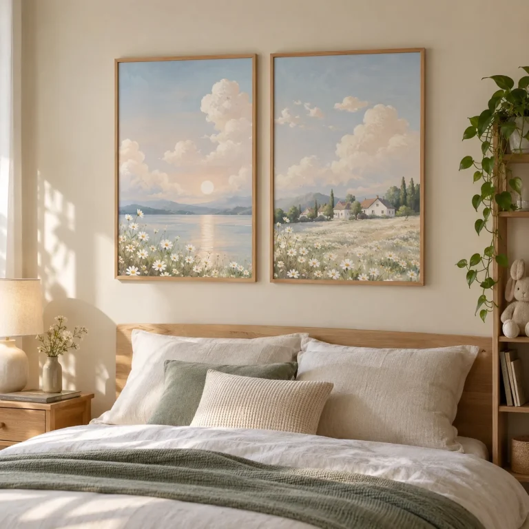 Cặp Tranh Mây Sớm Dịu Êm Cho Phòng Ngủ Và Phòng Bé