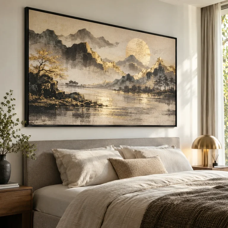 Tranh phòng họp Thịnh Vượng Canvas Vân Vải Khung Đen
