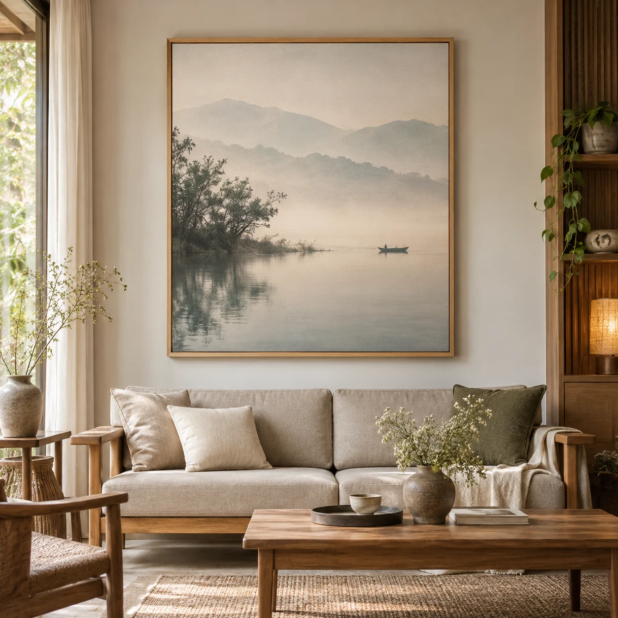 Tranh trích dẫn Tĩnh Lặng Canvas Phủ Mờ Khung Sồi