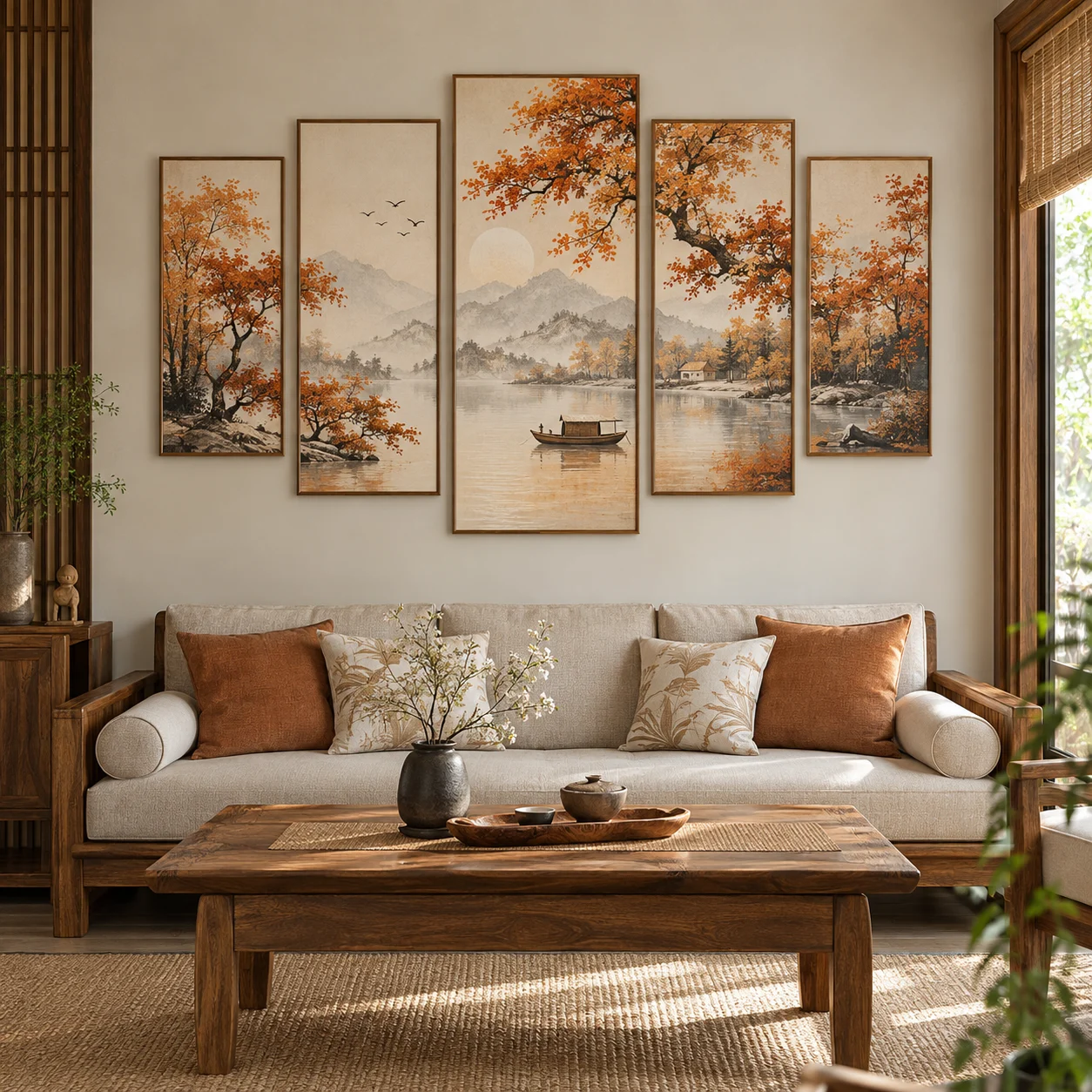 Tranh bộ 5 Thu Phong Laminate Chống Ẩm
