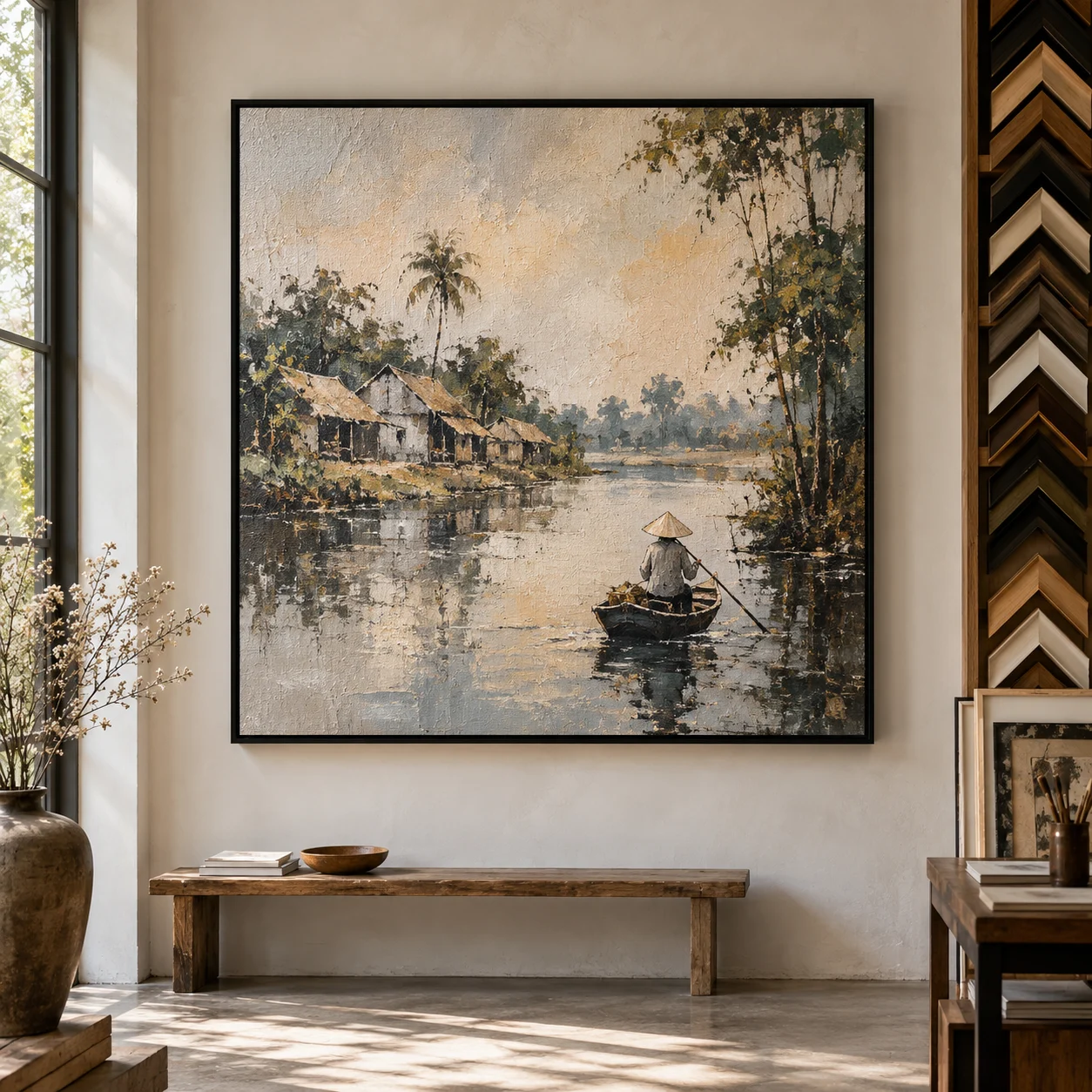 Tranh ấn tượng Nét Việt Canvas Vân Vải Khung Đen