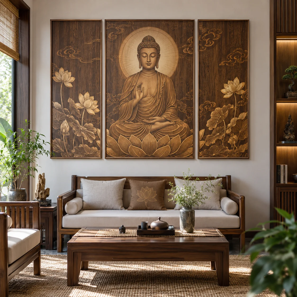 Tranh Phật giáo Vân Gỗ Laminate Chống Ẩm