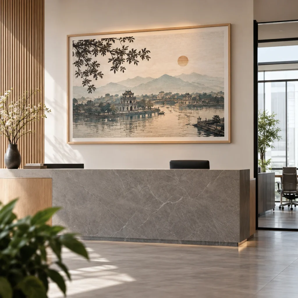 Tranh poster Trường An In Fine Art Viền Gỗ Sáng