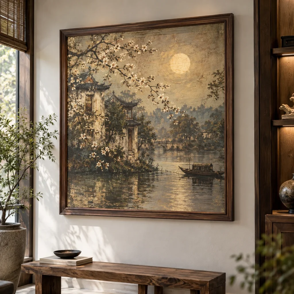 Tranh phong cách vintage Ánh Ngọc In UV Mỹ Thuật Khung Walnut