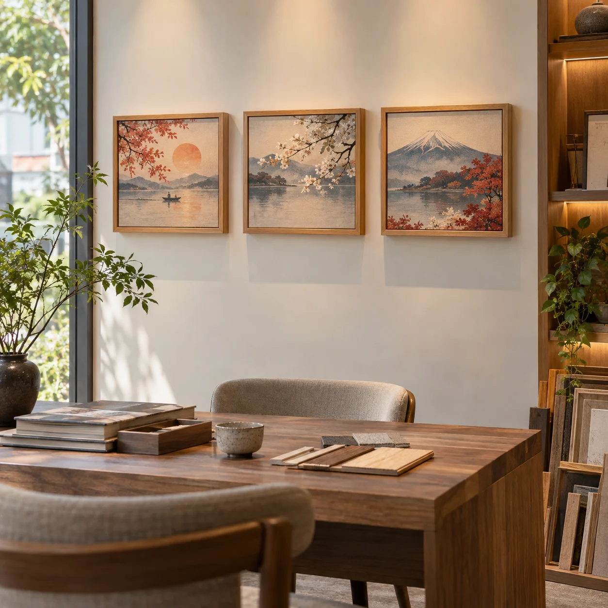 Tranh mini Nhật Hạ Canvas Phủ Mờ Khung Sồi