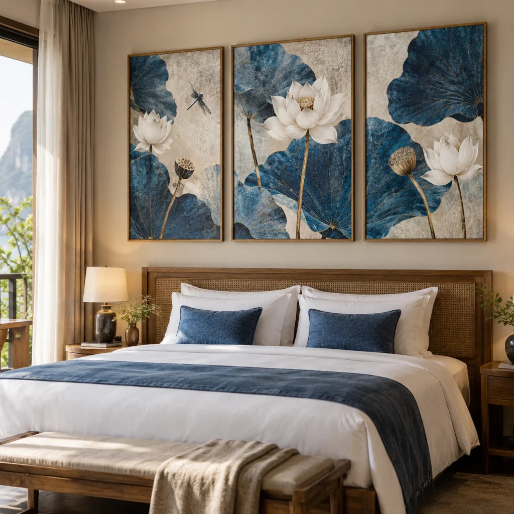 Tranh Hàn Quốc An Nhiên Canvas Phủ Mờ Khung Sồi