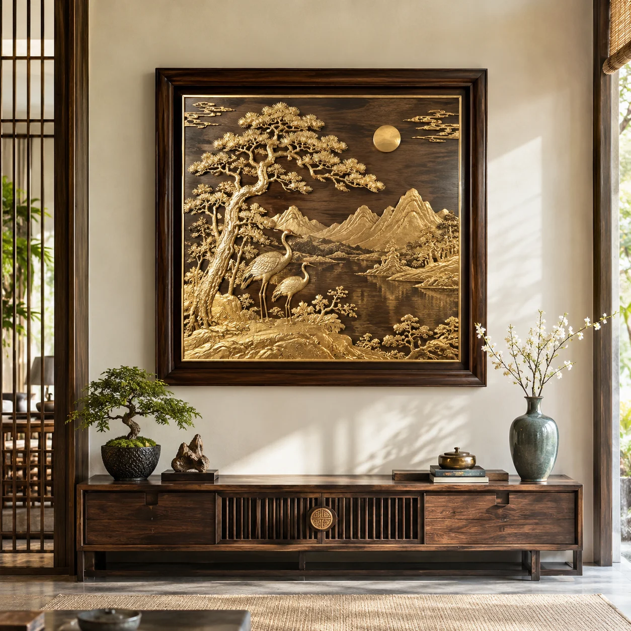 Tranh mã đáo thành công Vân Gỗ In Fine Art Viền Gỗ Sáng