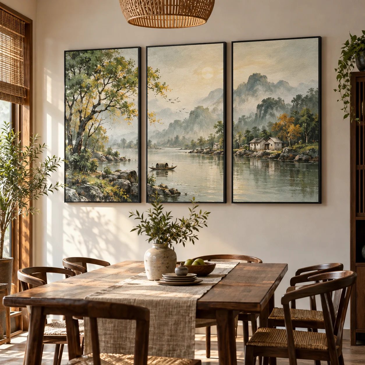Tranh cho người mệnh Mộc Thu Phong Canvas Vân Vải Khung Đen