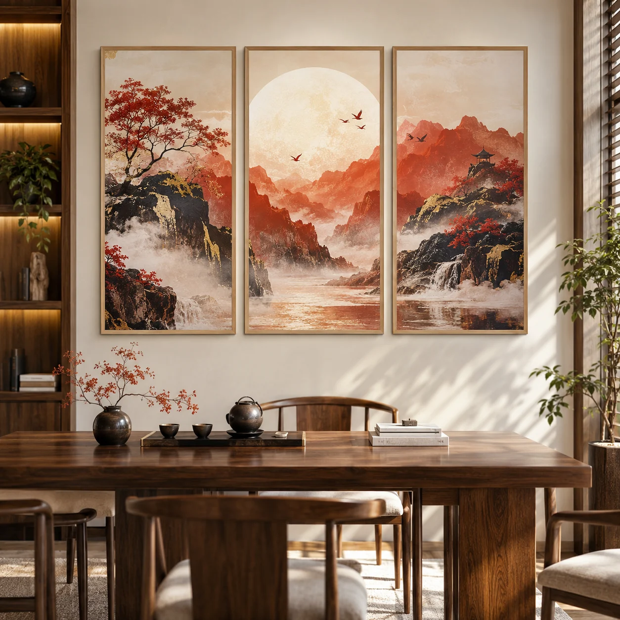 Tranh cho người mệnh Hỏa Nguyệt Cát In Fine Art Viền Gỗ Sáng