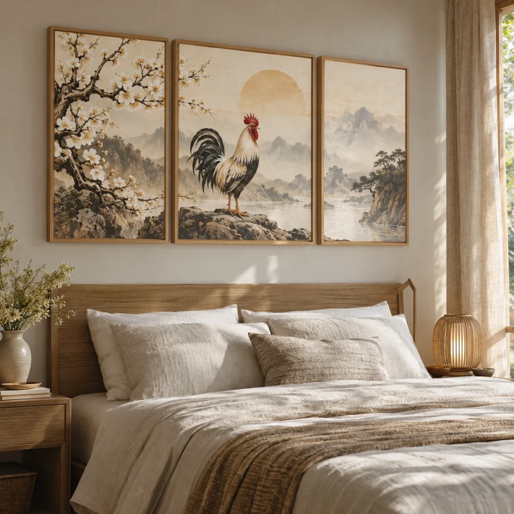 Tranh cho người tuổi Dậu An Nhiên Canvas Phủ Mờ Khung Sồi