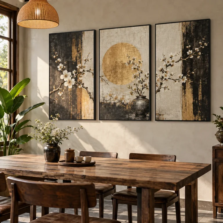 Tranh quán cafe Phúc Lộc Canvas Vân Vải Khung Đen
