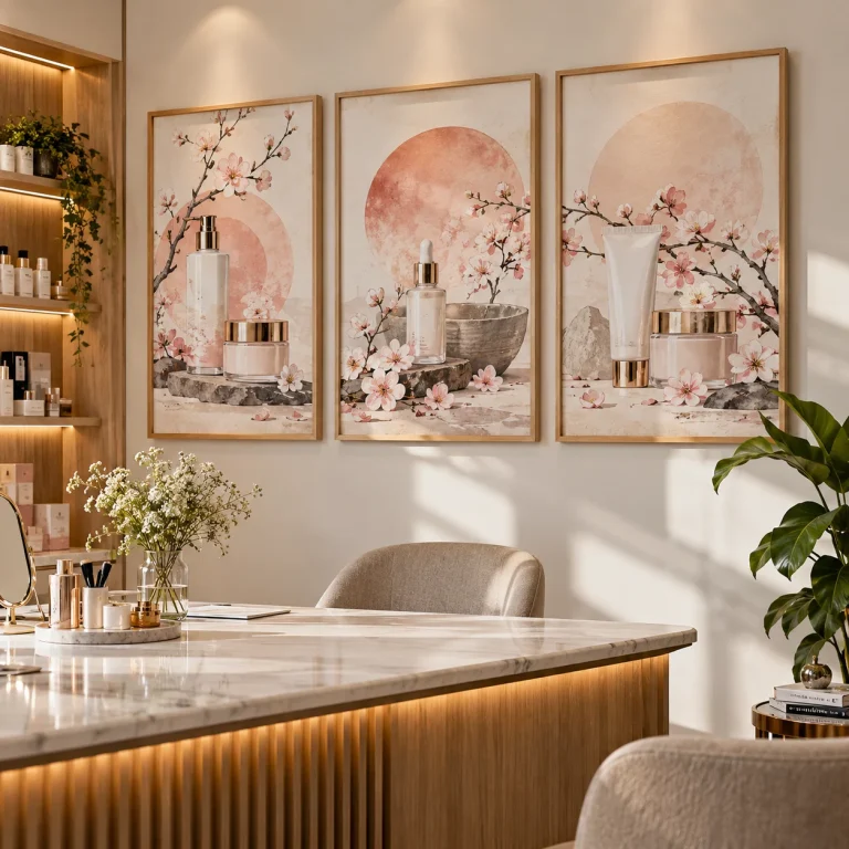 Tranh Shop mỹ phẩm Nhật Hạ Canvas Phủ Mờ Khung Sồi