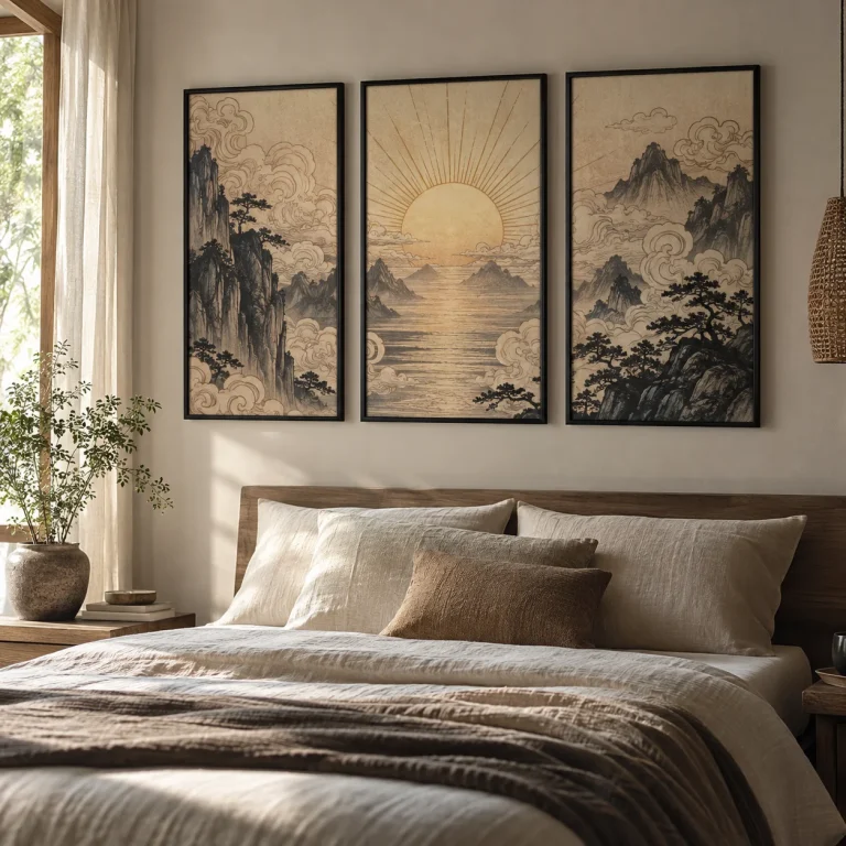 Tranh Xăm tattoo Bình Minh Canvas Vân Vải Khung Đen