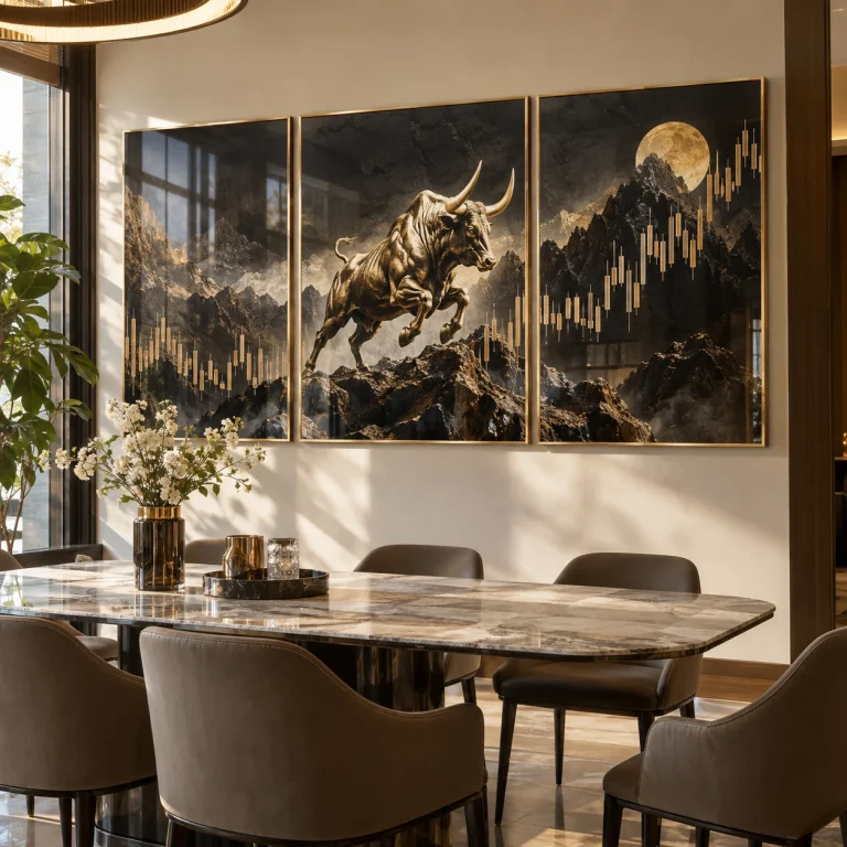 Tranh chứng khoán Lam Sơn Tráng Gương Viền Champagne