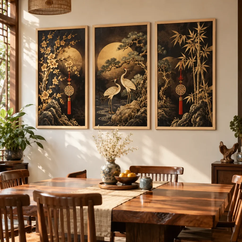 Tranh Karaoke Phúc Lộc In Fine Art Viền Gỗ Sáng
