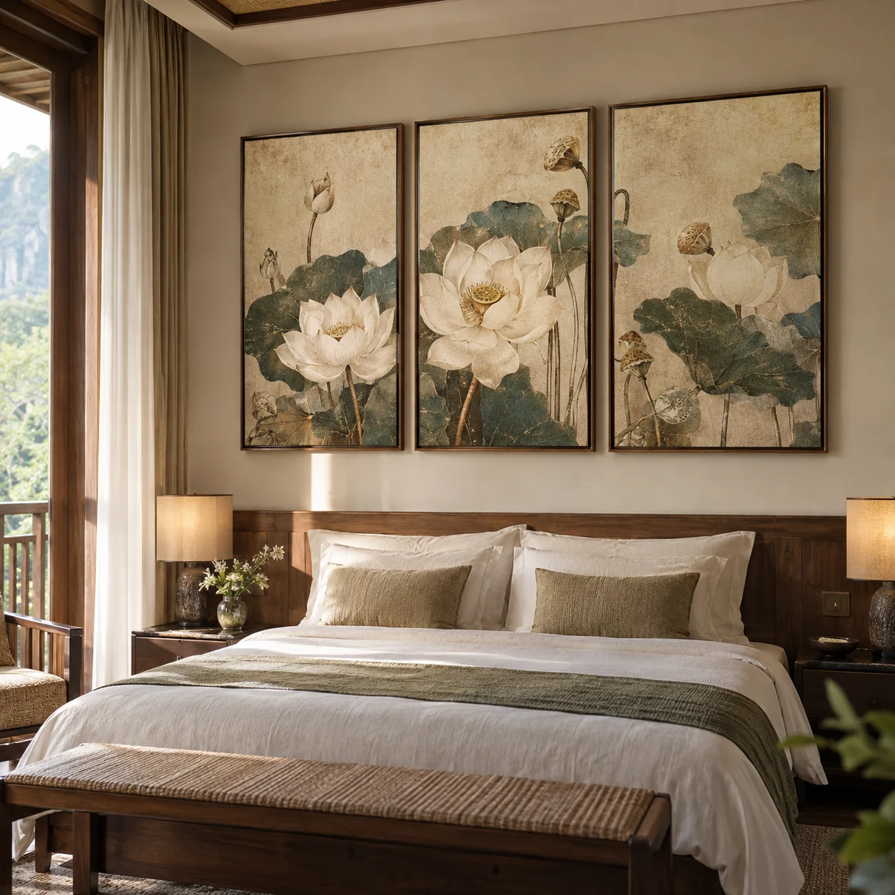 Khung gỗ vintage Thịnh Vượng Nhôm Tĩnh Điện Viền Mảnh