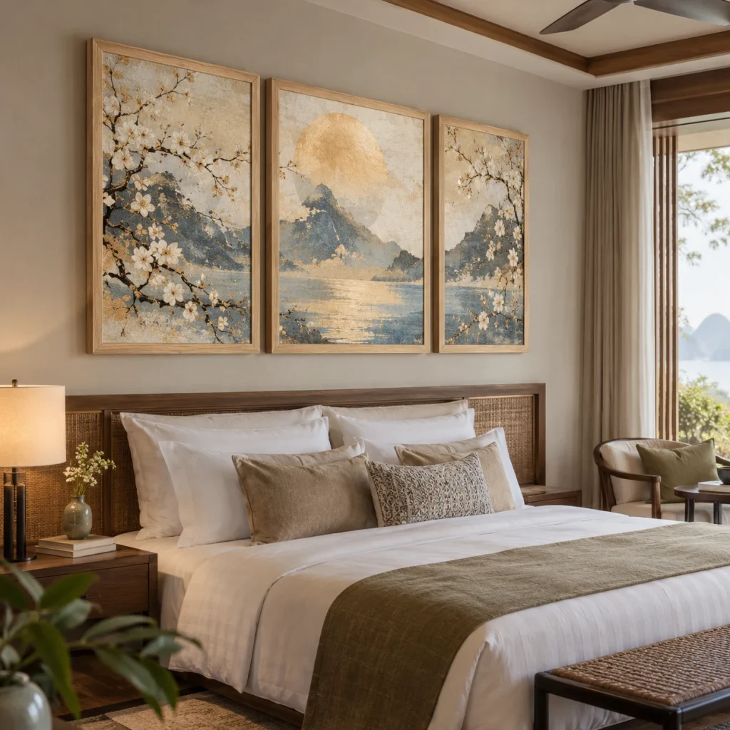 Toan vẽ Thịnh Vượng Gỗ Sồi Ghép Góc Mịn
