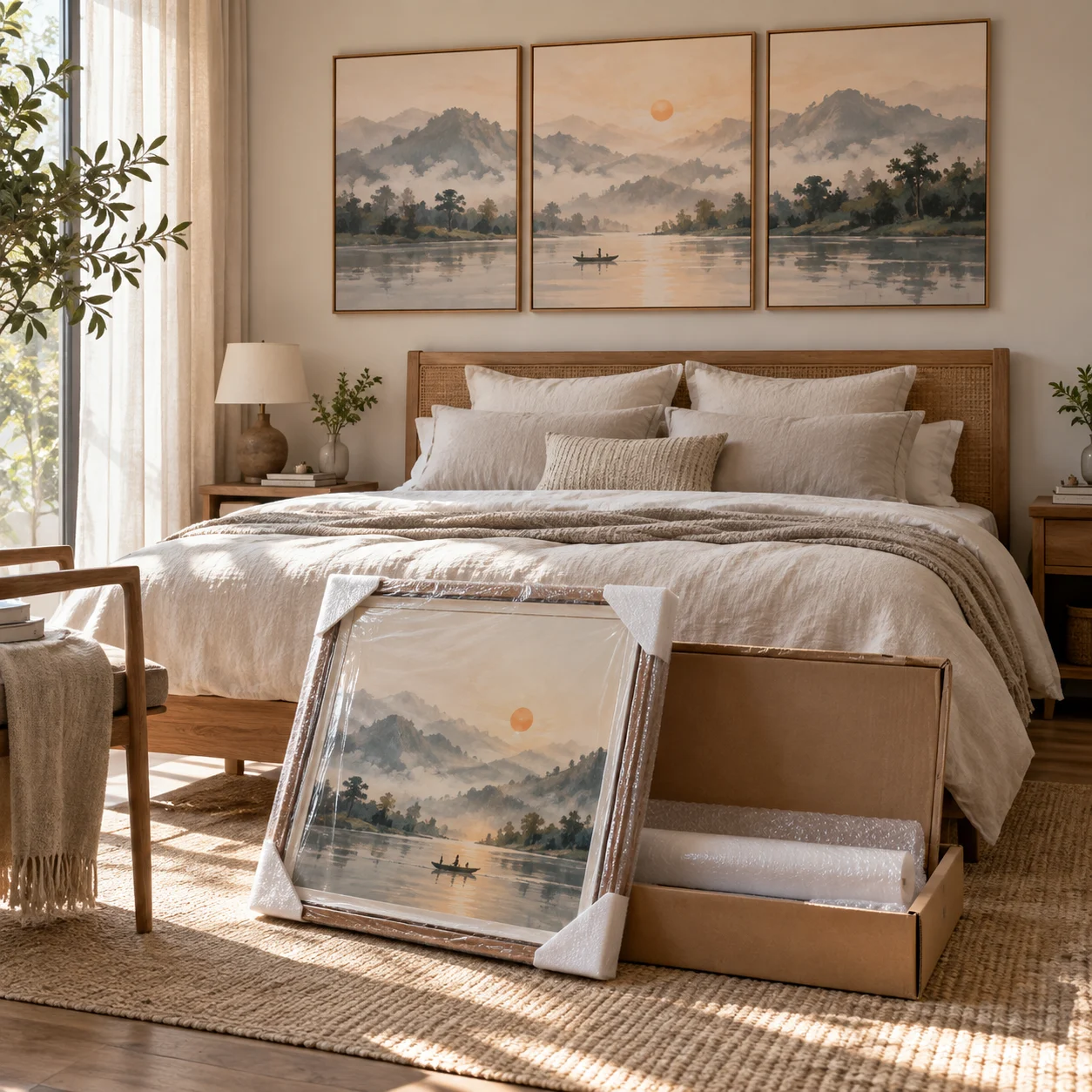 Đóng gói tranh Sương Mai Gói Bền Màu Chống Ẩm