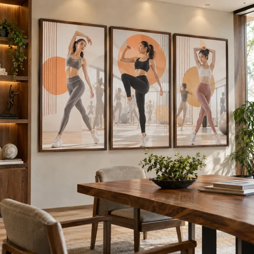 Tranh Aerobic Thanh Nhã In UV Mỹ Thuật Khung Walnut