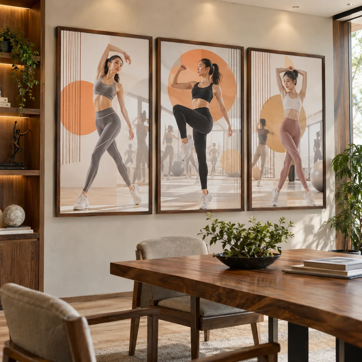 Tranh Aerobic Thanh Nhã In UV Mỹ Thuật Khung Walnut