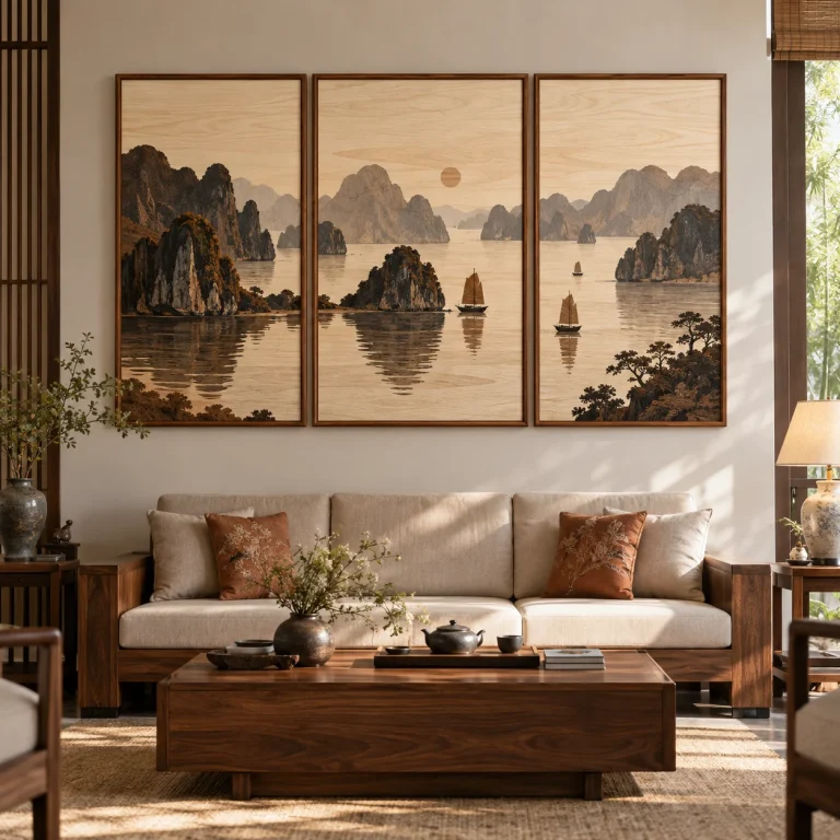 Tranh Hạ Long Vân Gỗ Laminate Chống Ẩm