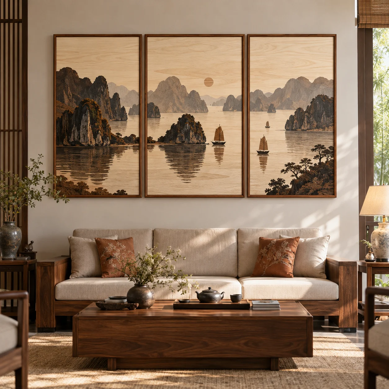 Tranh Hạ Long Vân Gỗ Laminate Chống Ẩm