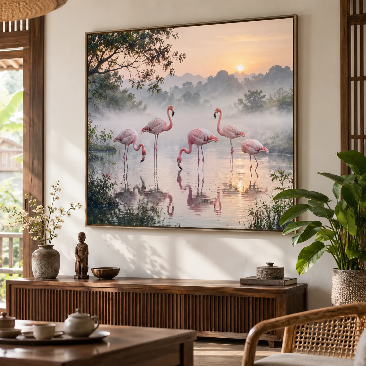 Tranh hồng hạc Sương Mai Laminate Chống Ẩm