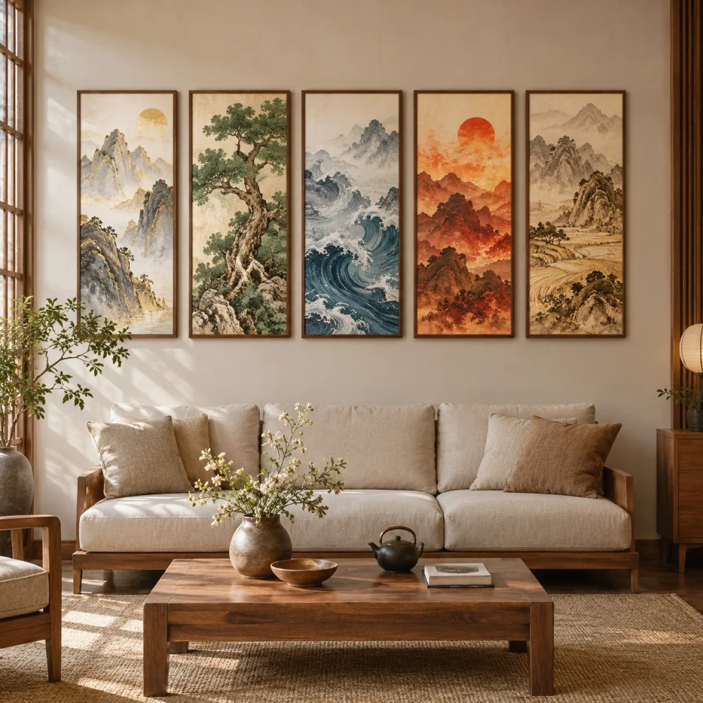 Bộ Tranh Ngũ Hành Cân Bằng Kim Mộc Thủy Hỏa Thổ