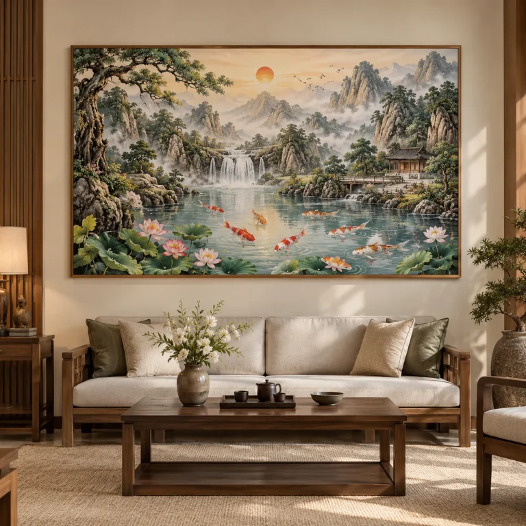 Bộ Tranh Tài Lộc Khai Môn Sơn Thủy Cửu Ngư