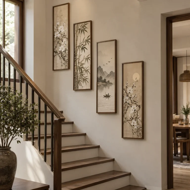 Tranh Canvas Thả Dọc Thanh Dáng Cho Cầu Thang